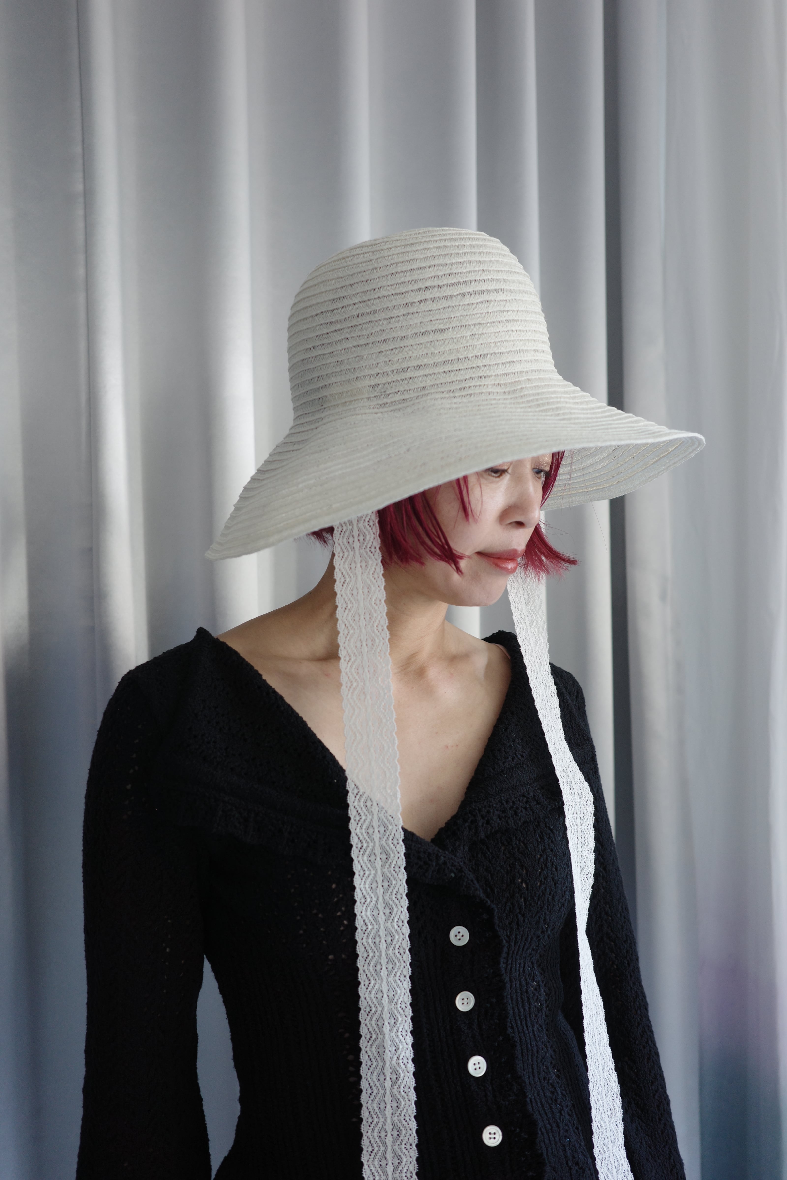FETICO / STRAW HAT WITH LACE RIBBON | LA VILLA ROUGE