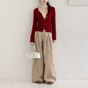 tuck wide-leg pants　J00439