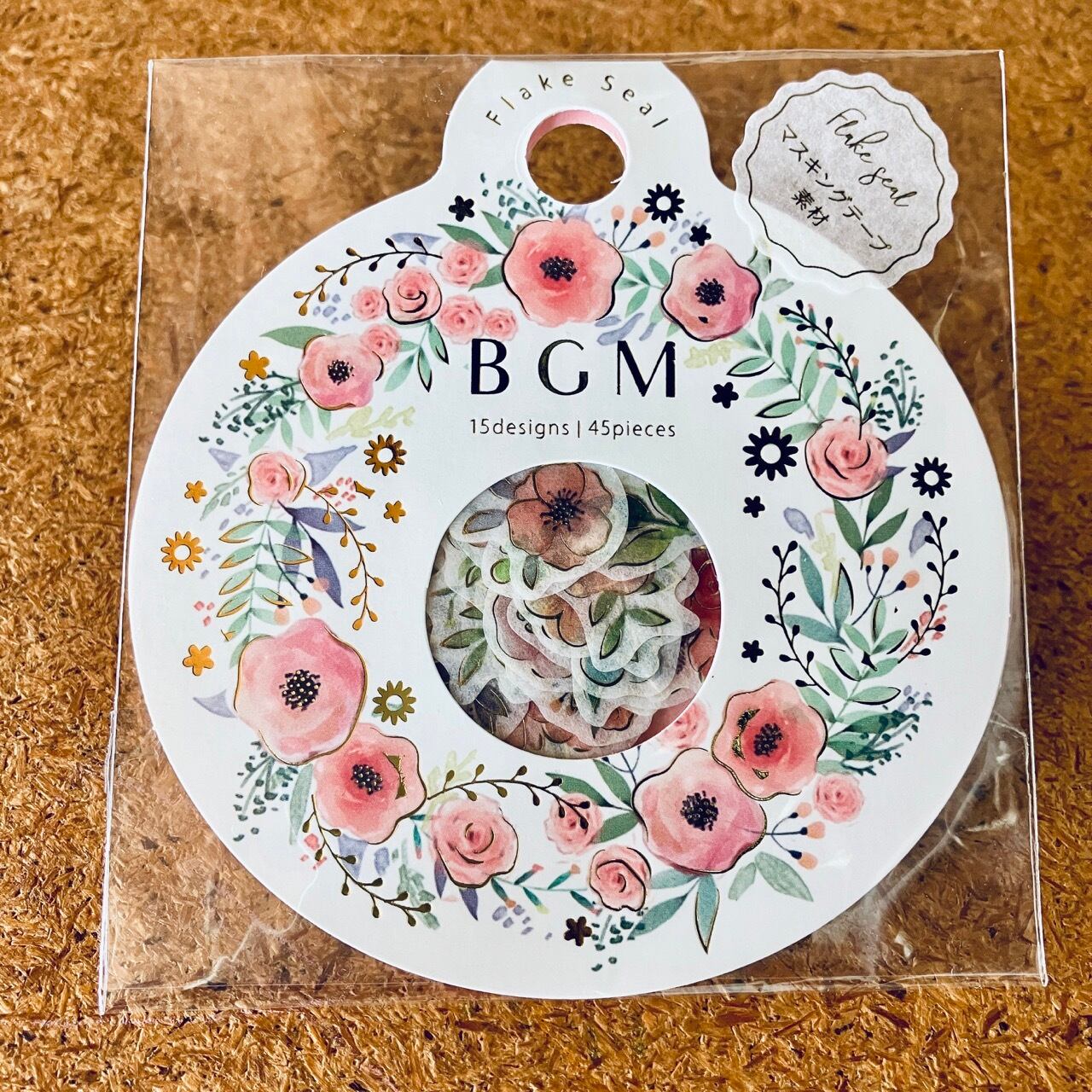 【廃番】【旧価格安い!】BGM 箔押 フラワー・リース フレークシール BG21