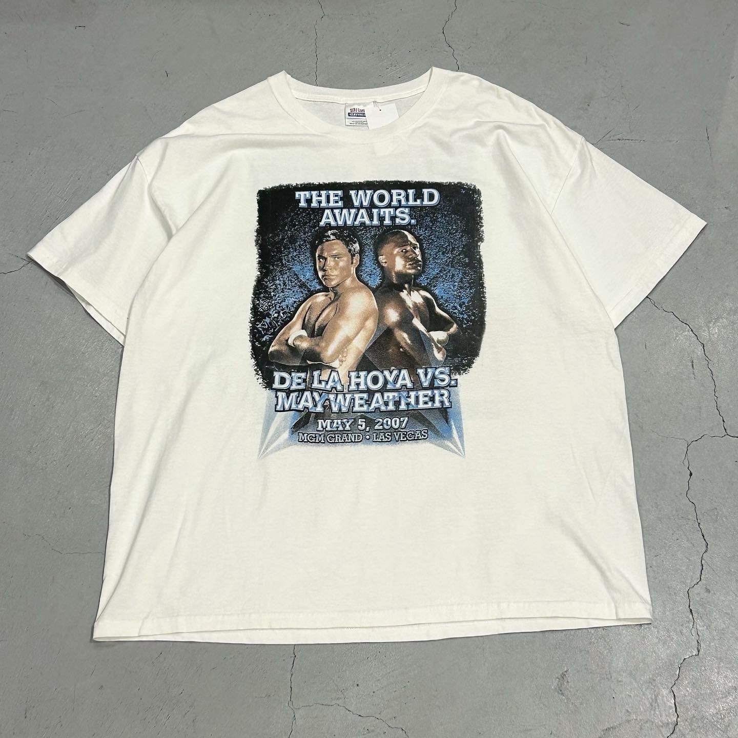 00s 2007 デラホーヤ メイウェザー ボクシング Tシャツ 2007s DE LA HOYA vs MAYWEATHER “THE WORLD AWAITS” boxing T-shirt