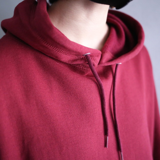 wine red over silhouette over size sweat parka