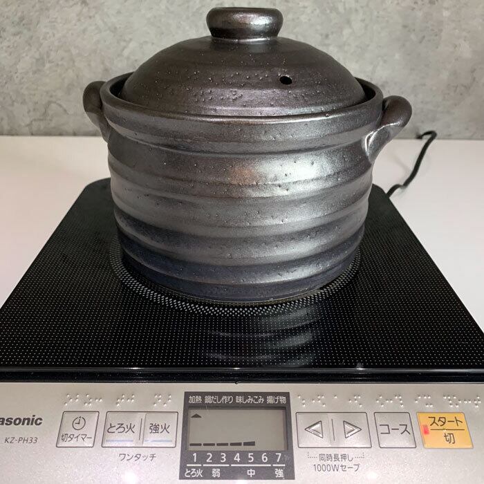 ご飯鍋 IH 3合炊き 黒釉メタル ごはん鍋 萬古焼 | みのさらら ご飯鍋 IH 3合炊き 黒釉メタル ごはん鍋 萬古焼 | みのさらら