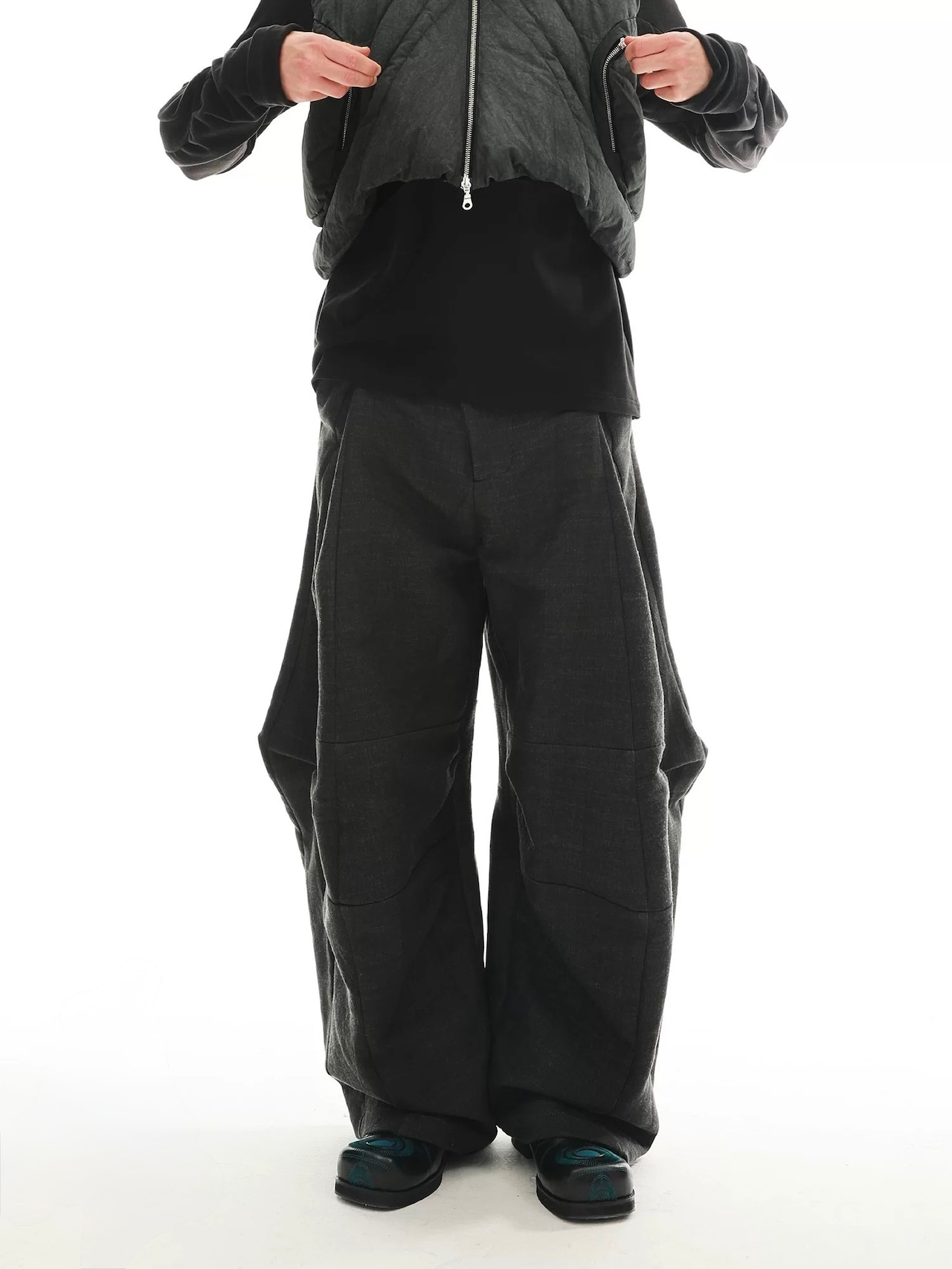 54A0 × musaafeer Ankle Embroidery Square Toe Boots