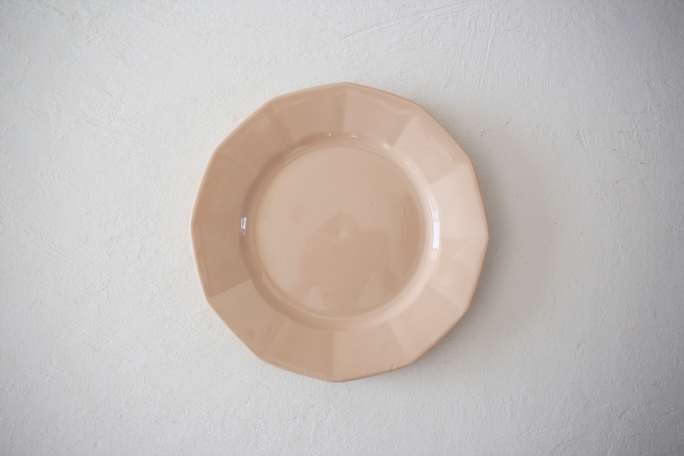 フランス アンティーク ヴィンテージ Digoin Sarreguemines 12角形プレート (ピンク) N-02897c