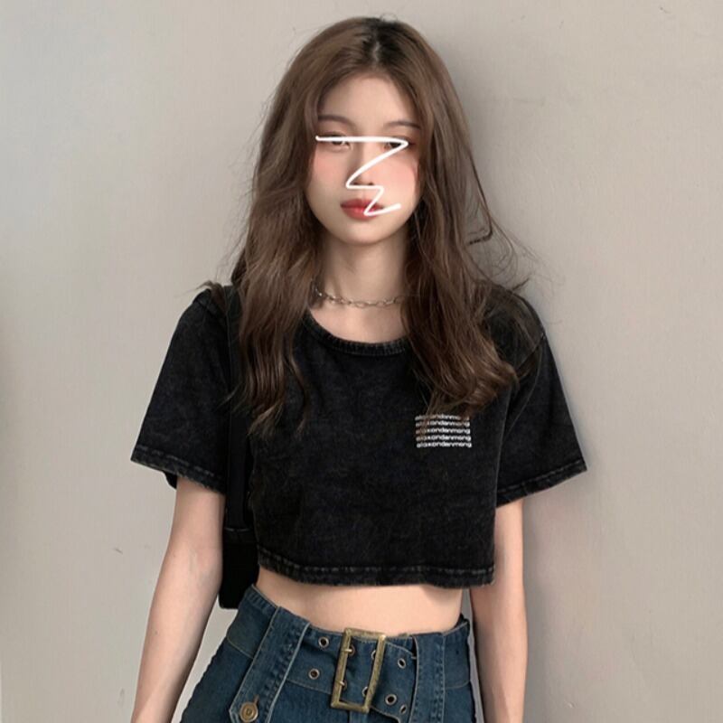 プリントTシャツ レディースサマールーズ薄手ショートブラックトップス 夏物 YY-ファッション92952257107