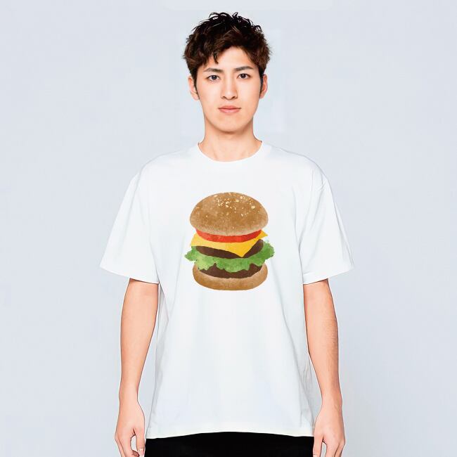 食べ物 Tシャツ ハンバーガー メンズ レディース 半袖 ゆったり おしゃれ トップス 白 30代 40代 プレゼント 大きいサイズ 綿100 160 S M L Xl デザインtシャツ通販サイトのshortplate ショートプレート