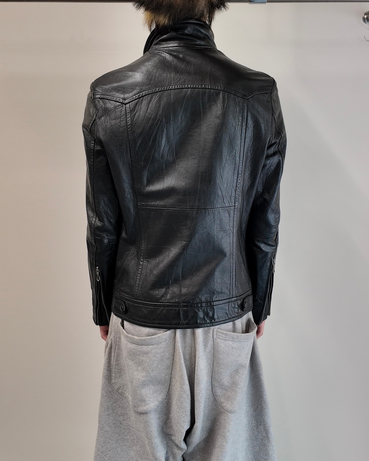 【5351 Pour HOMMES】curve seam leather jacket