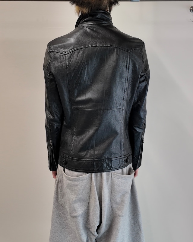 【5351 Pour HOMMES】curve seam leather jacket