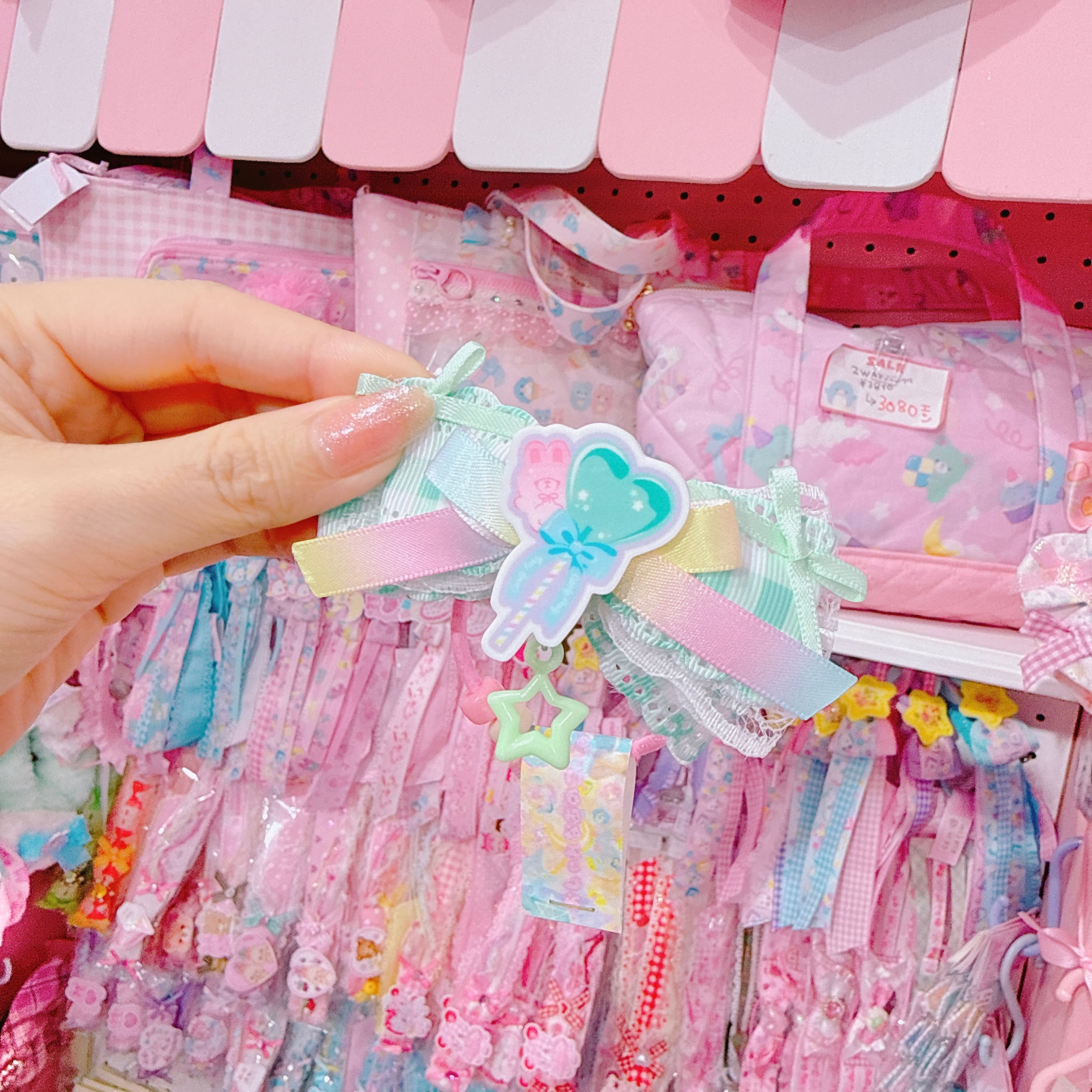 【P6】9-5チェックリボンヘアゴム