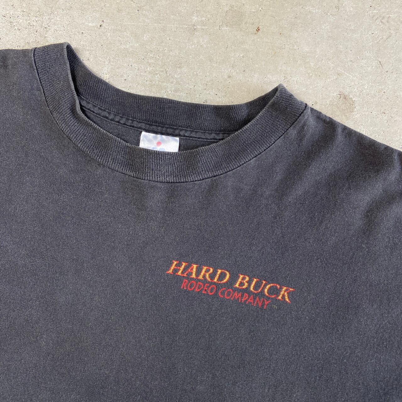 90年代 USA製 hard back ロデオカンパニー 企業 バックプリントTシャツ メンズXL 古着 90s ヴィンテージ ビンテージ  シングルステッチ アドバタイジング フェードブラック グレー 胸ロゴ 馬 カウボーイ【Tシャツ】 | cave 古着屋【公式】古着通販サイト  powered