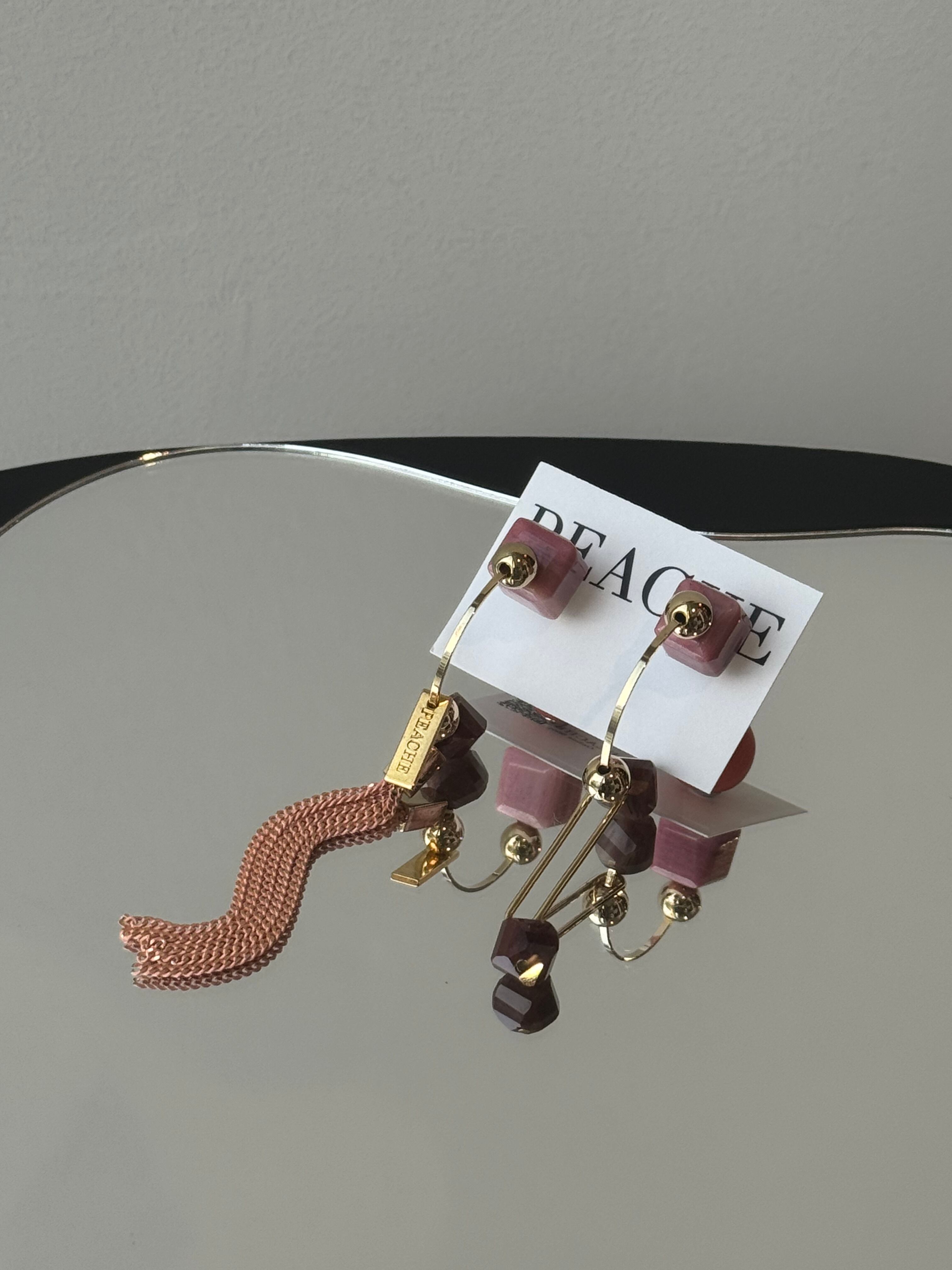 half hoop pink chain fringe asymmetry