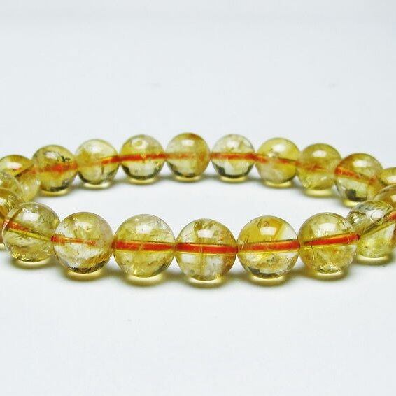 シトリンクォーツ ブレスレット 虹入り 10mm シトリン ブレス 一点物 メール便可 [M便 1/10] 111-46226