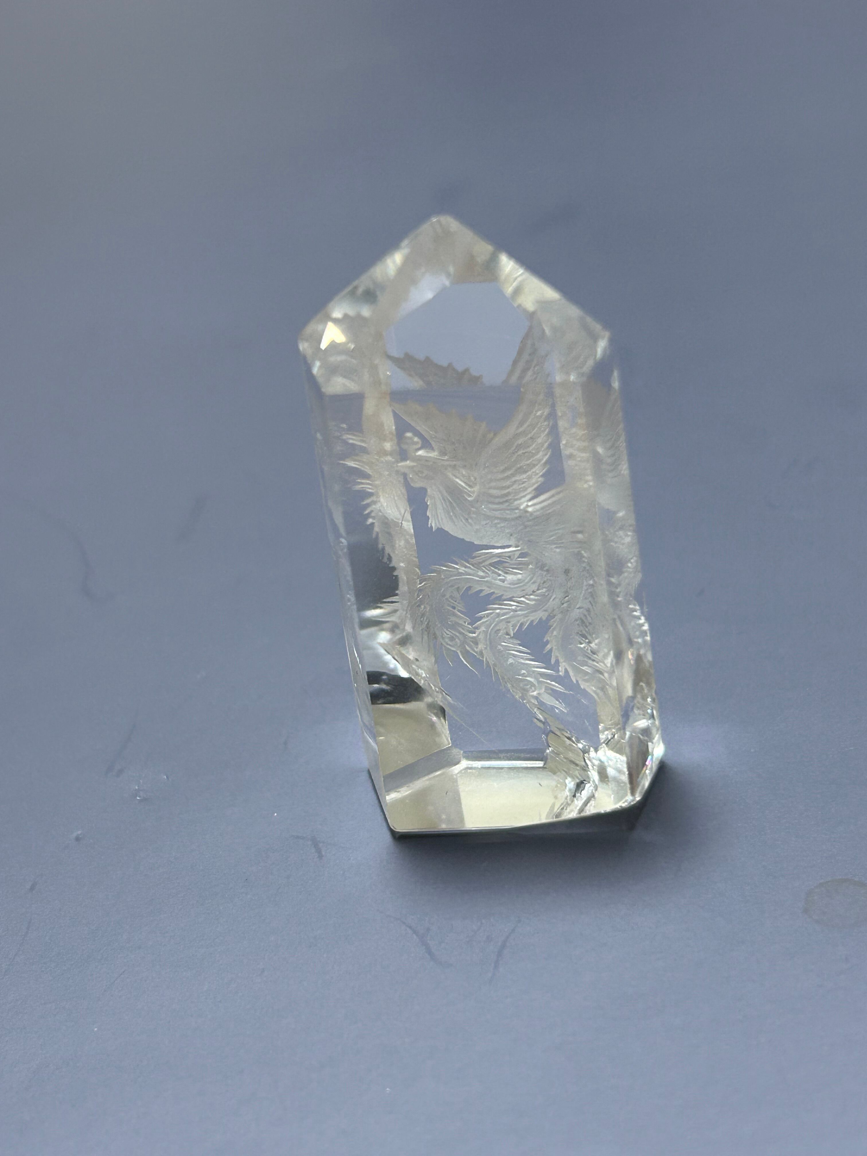 鳳凰　水晶　彫り 鳳凰 水晶 彫り