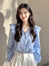 ショルダーフリルブラウス D1294