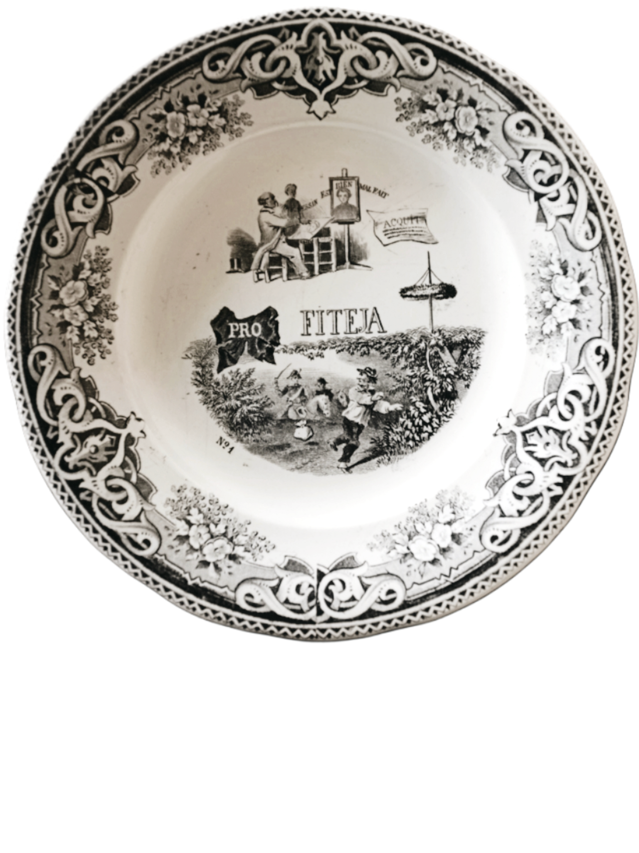 1860s Creil et Montereau Lebeuf Milliet et Cie 不可解ユートピア 謎のプレートc クレイユモントロー Rébus