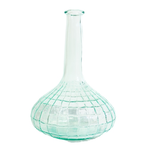 A glass vase resembling a spiderweb