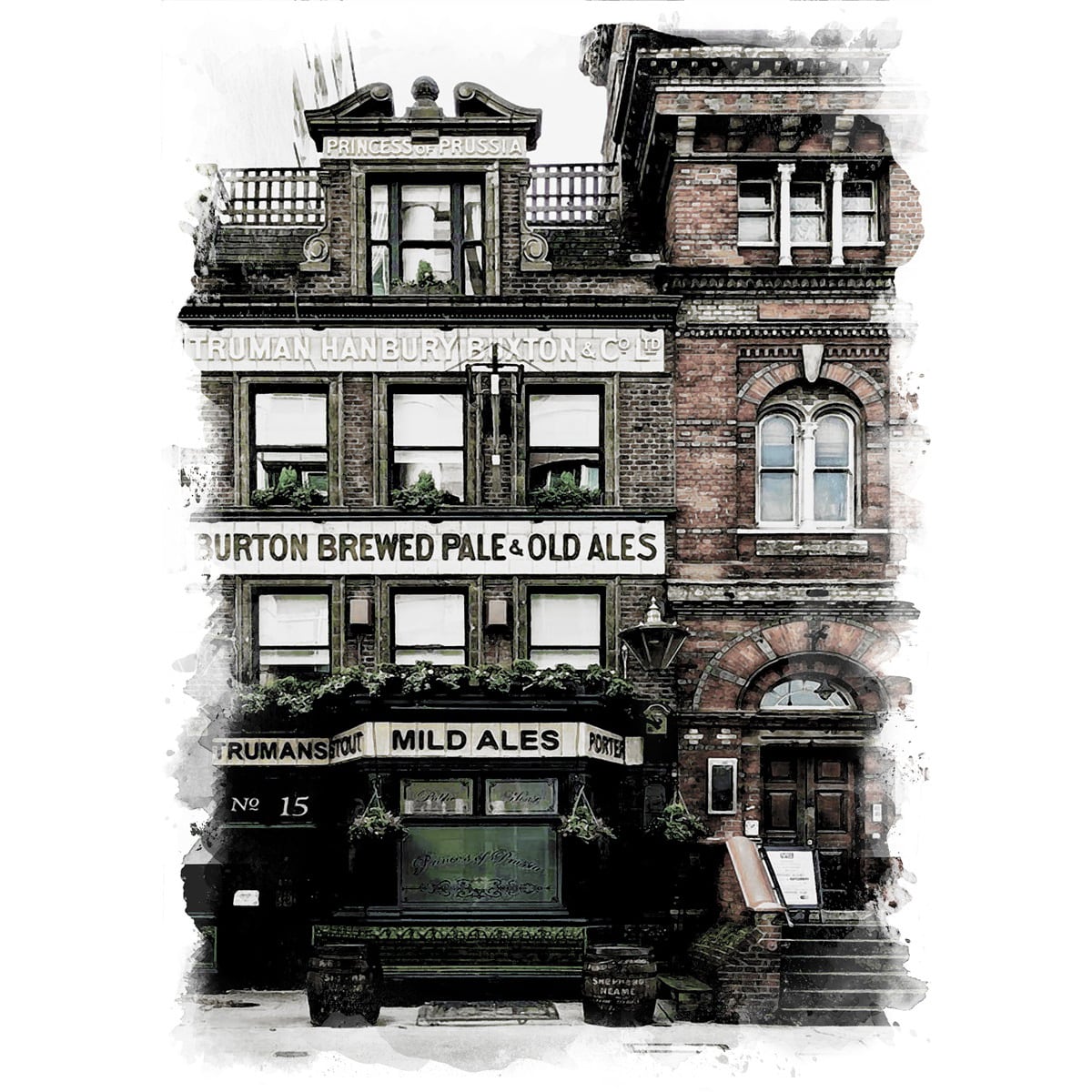 絵画 イギリス 風景画(街並み) ロンドンのパブ インテリアアート