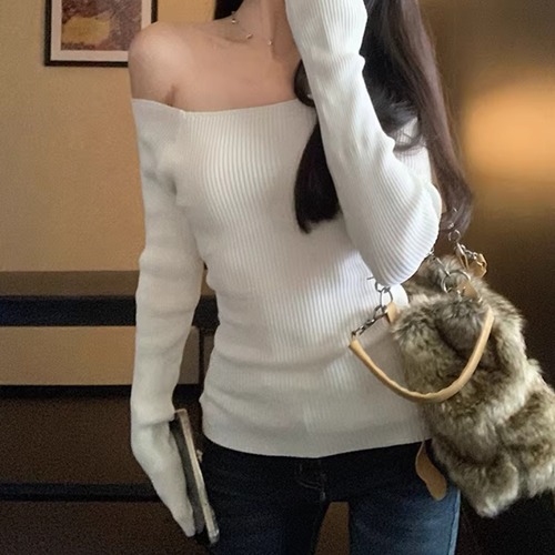 7色／オフショルリブニットトップス ・74054