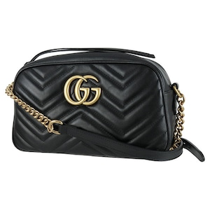 Used GUCCI グッチ ショルダーバッグ スモール カメラバッグ GGマーモント キルティングレザー ブラック 超美品