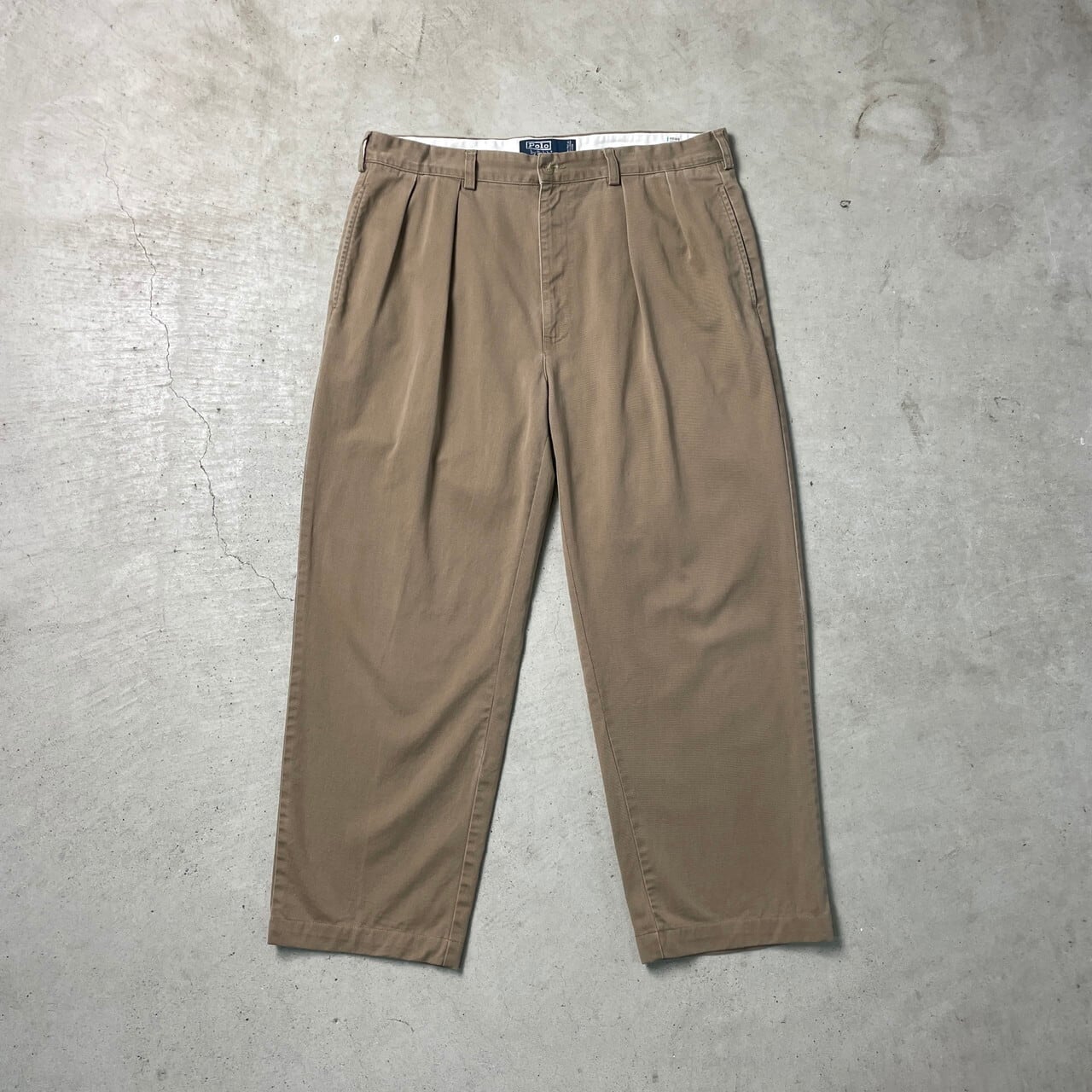 90sUSA製ポロバイラルフローレン2タックポロチノパンベージュ初期タグ W36 90年代 Polo by Ralph Lauren ポロバイラルフローレン チノパンツ 2