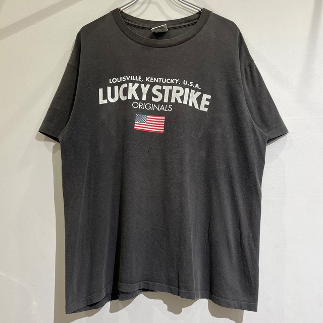 90s Luky Strik Tee Shirt 90年代 ラッキーストライク Tシャツ ブラック フェード ラキスト