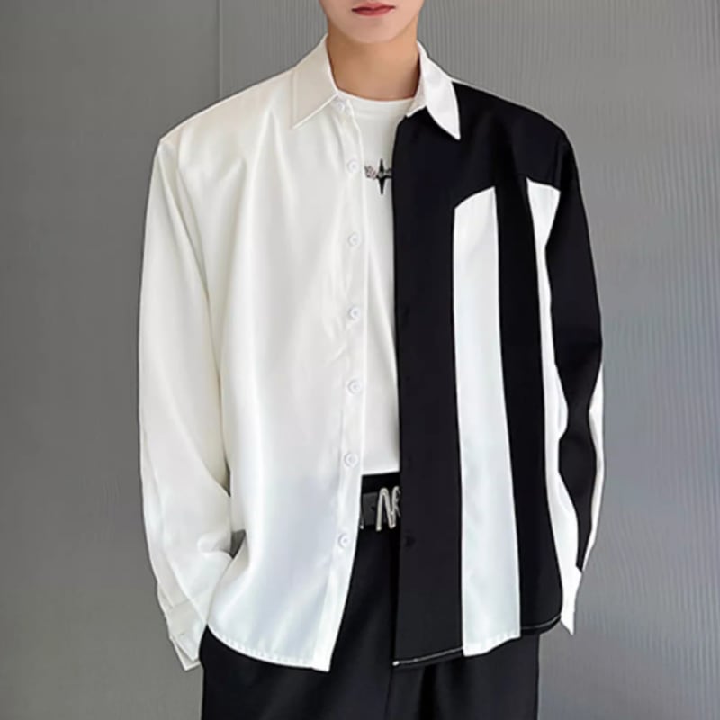 ツートーン バーティカルラインシャツ 2カラー LB1450