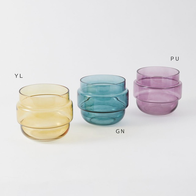 （高さ16cm）カラーGLASS フラワーベース パフ