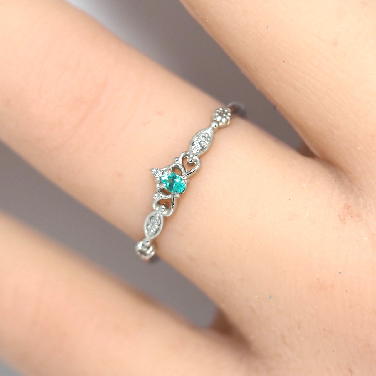 パライバトルマリン リング 0.05ct pt900 D0.04ct