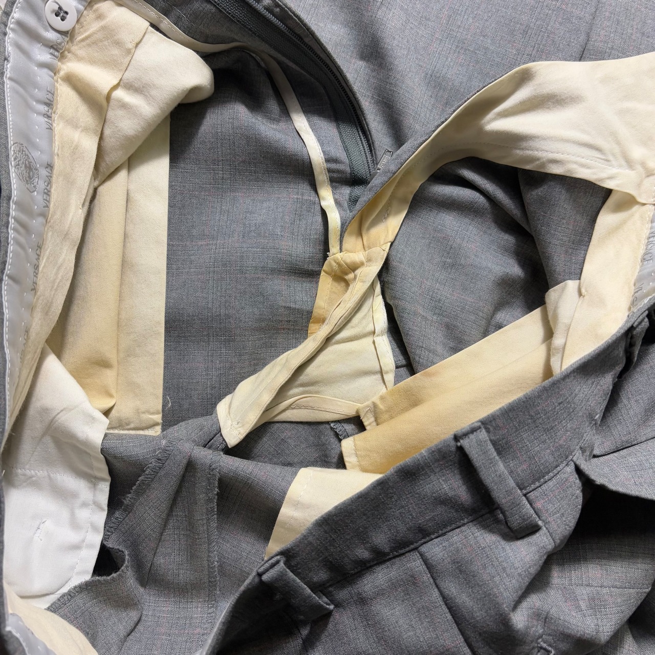 vintage GIANNI VERSACE pink lined check suits set-up