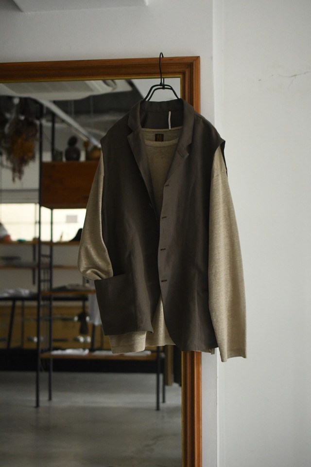m’s braque / STAND UP COLLAR GILET (Mocha)