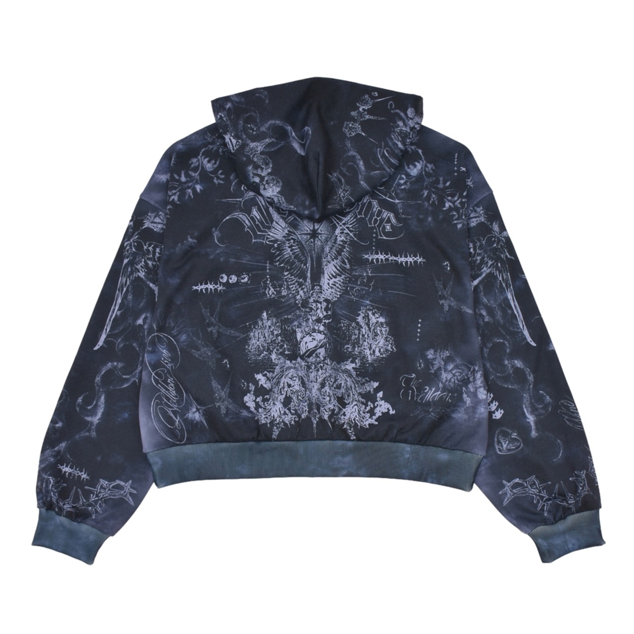 【WE11DONE】BLACK TATTOO PRINTED HOODIE ZIP-UP - 2