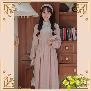 ♦乙女レトロなロングワンピース 上品ガーリースタイル♦ trnd034