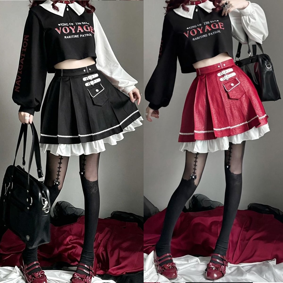 深紅航路のノワールプリーツセットアップ：スカート | Maiden's Rêve