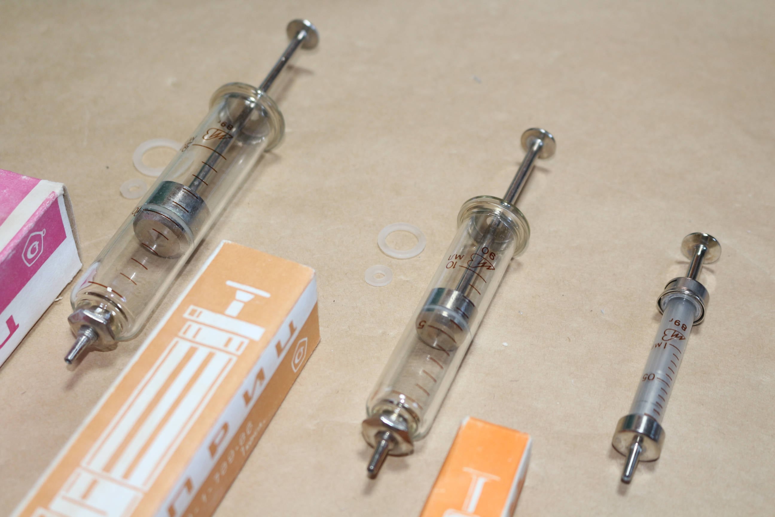 超レア ロシア軍用 ビンテージ 針なし S2 ガラスシリンジ 3種セット 未