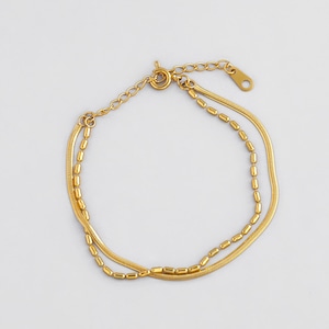 316L dot & snake double chain bracelet  #b53