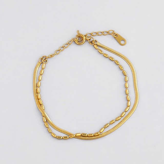 316L dot & snake double chain bracelet  #b53