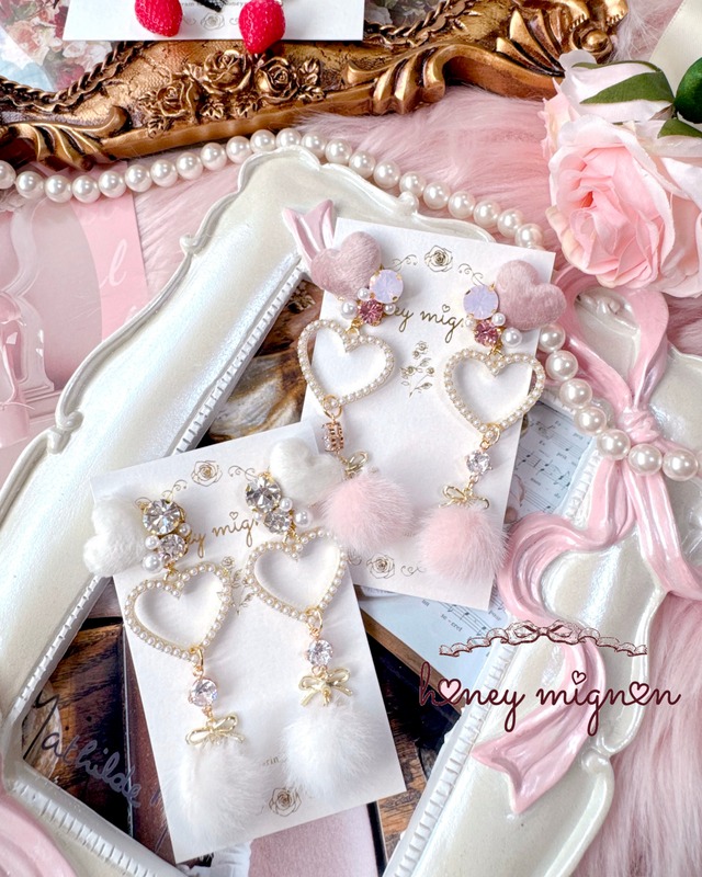 ハートファーピアス/イヤリング【AW-FU-21】