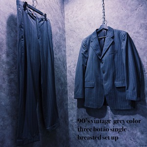 【doppio】90’s vintage  grey color three botão single breasted set up