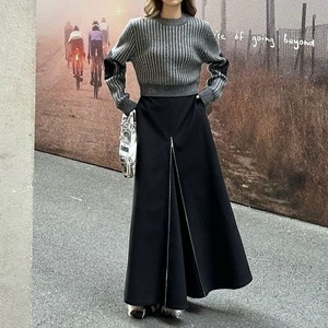 Front Slit Long Skirt 500534