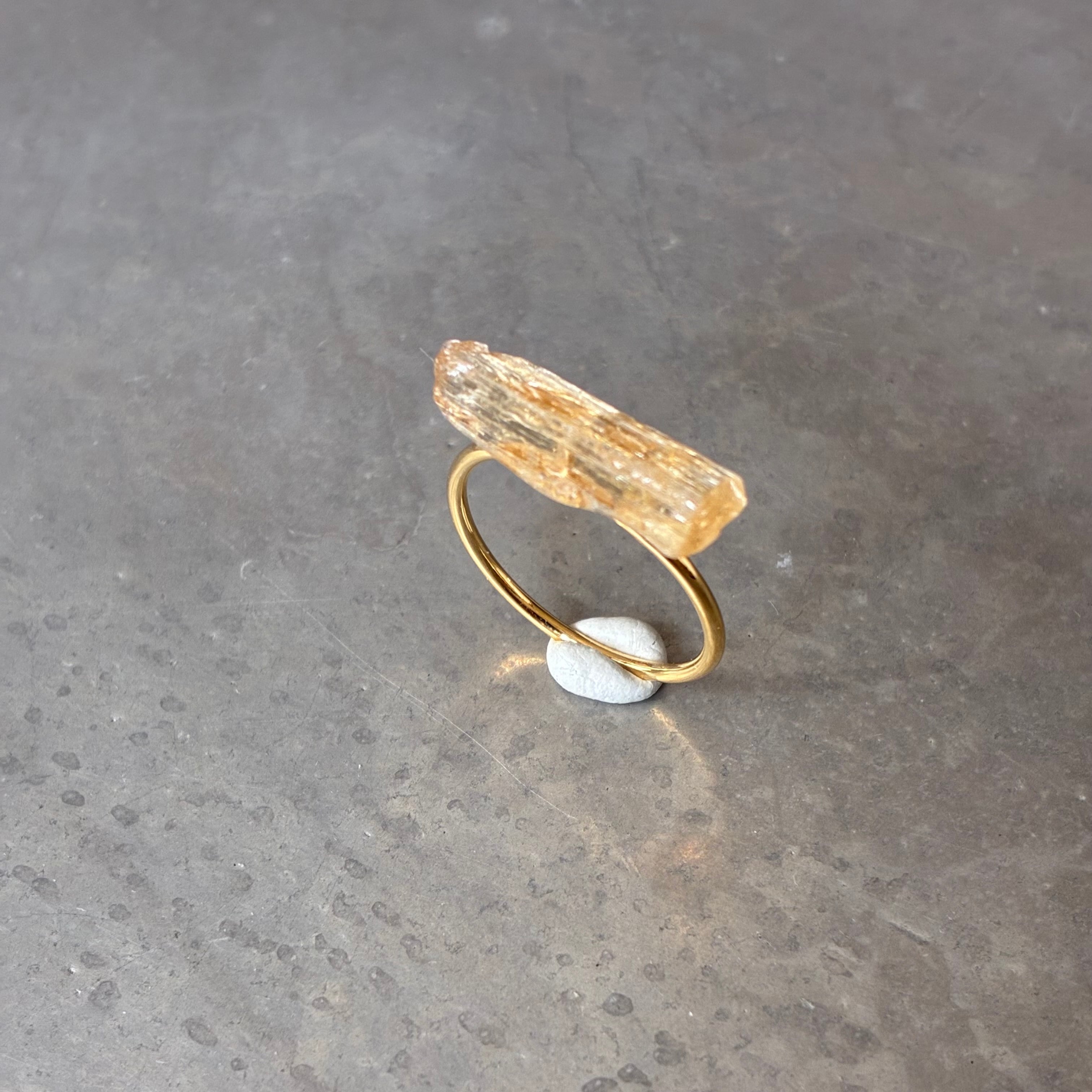 天然石ラリマー ゴールドリング 9号 アンティーク加工 パワーストーン