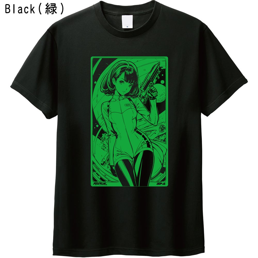 全5色/XXL] レトロアニメ Tシャツ 黒 80s 90s SF アニメ風 ポスター風