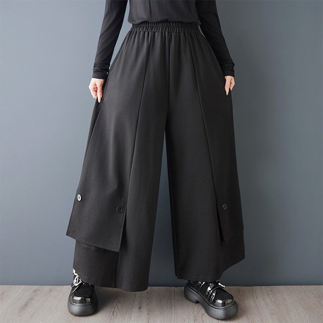 ボタンデザイン ワイド パンツ  00363