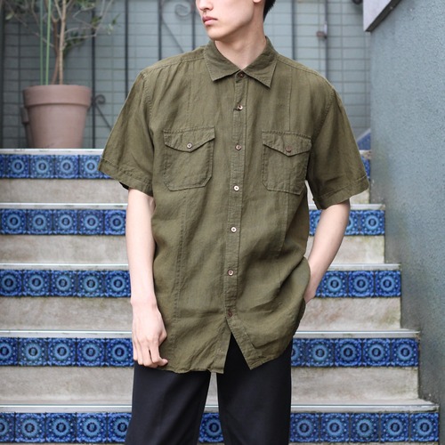 USA VNTAGE BANANA REPUBLIC HALF SLEEBE LINEN SHIRT/アメリカ古着バナナリパーブリック半袖リネンシャツ