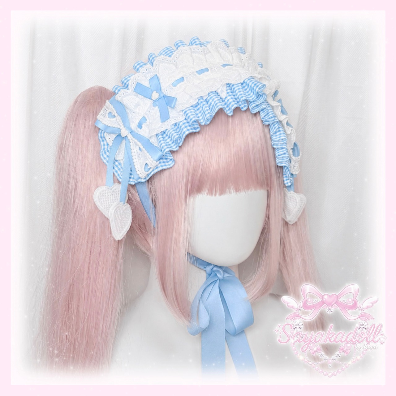 ♡ Candy ギンガムチェック柄 フリルレースリボンヘッドドレス red ♡
