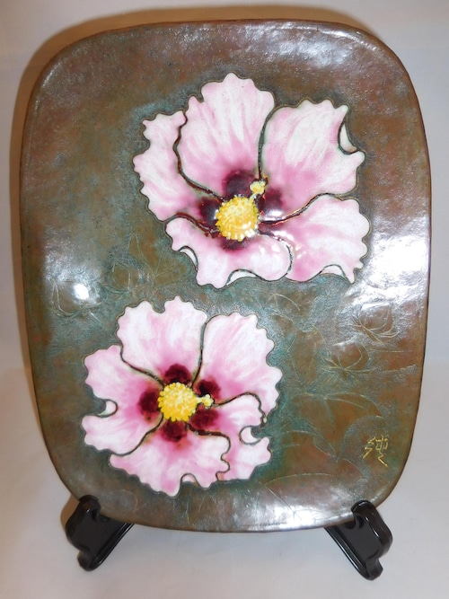 安藤七宝蘭飾り皿 enamel plate(orchid)