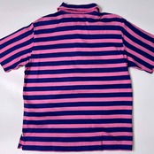 90s MARINA DE BOURBON マリナ ド ブルボン ボーダー 天竺 半袖 ポロシャツ L/ピンク×ブルー メンズ ビンテージ