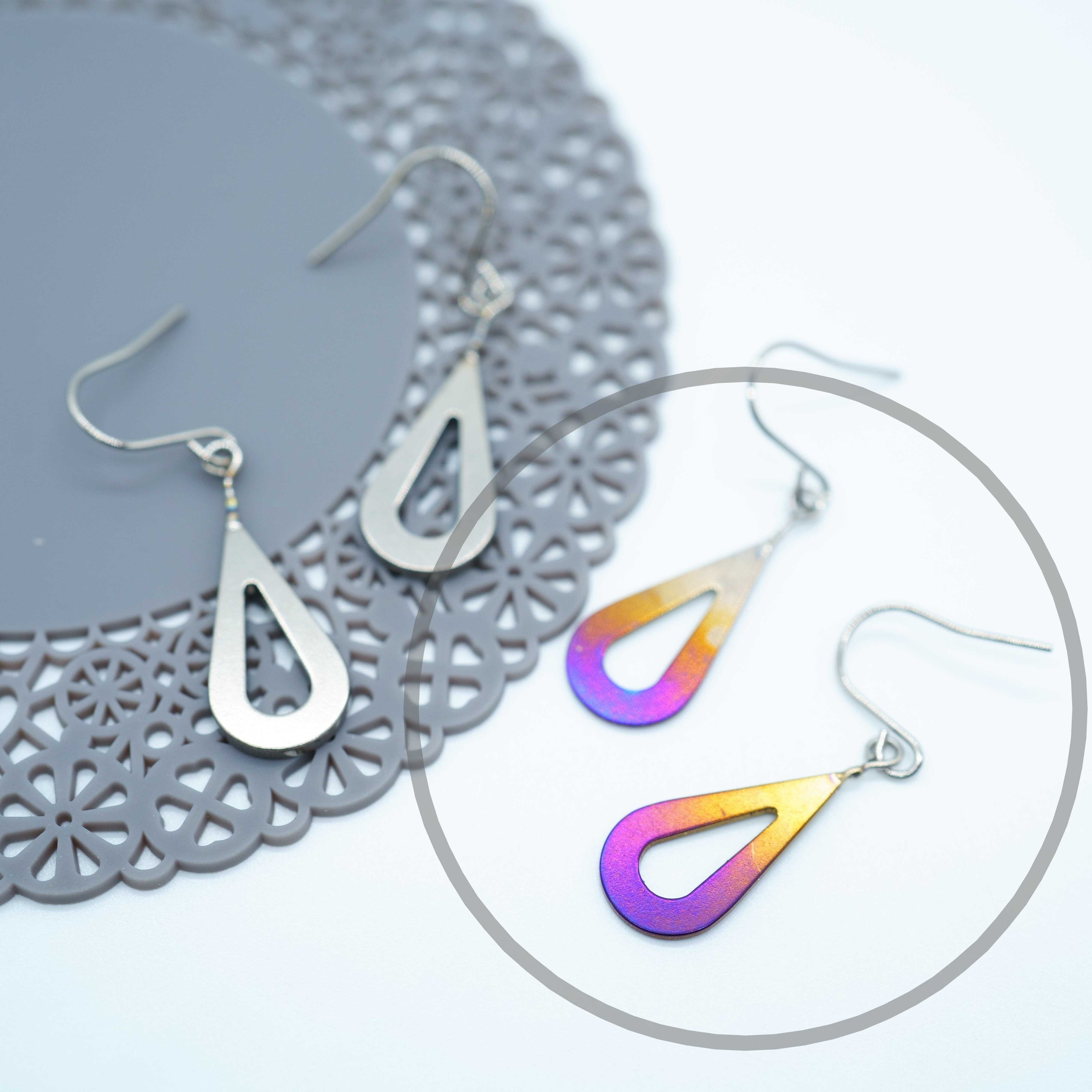 チタンピアス 雫フープ(焼き色) アレルギー対応 痒くならない