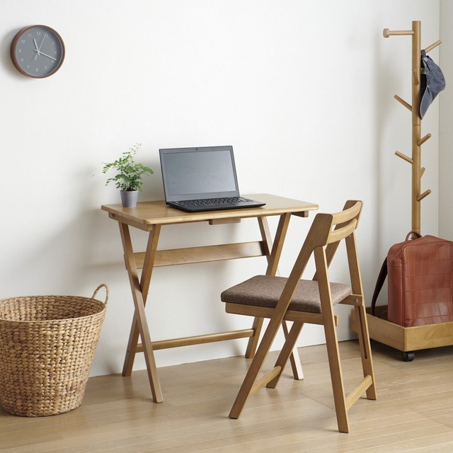 木製 フォールディングテーブル （ナチュラル/ブラウン） ◆ 折りたたみ 机