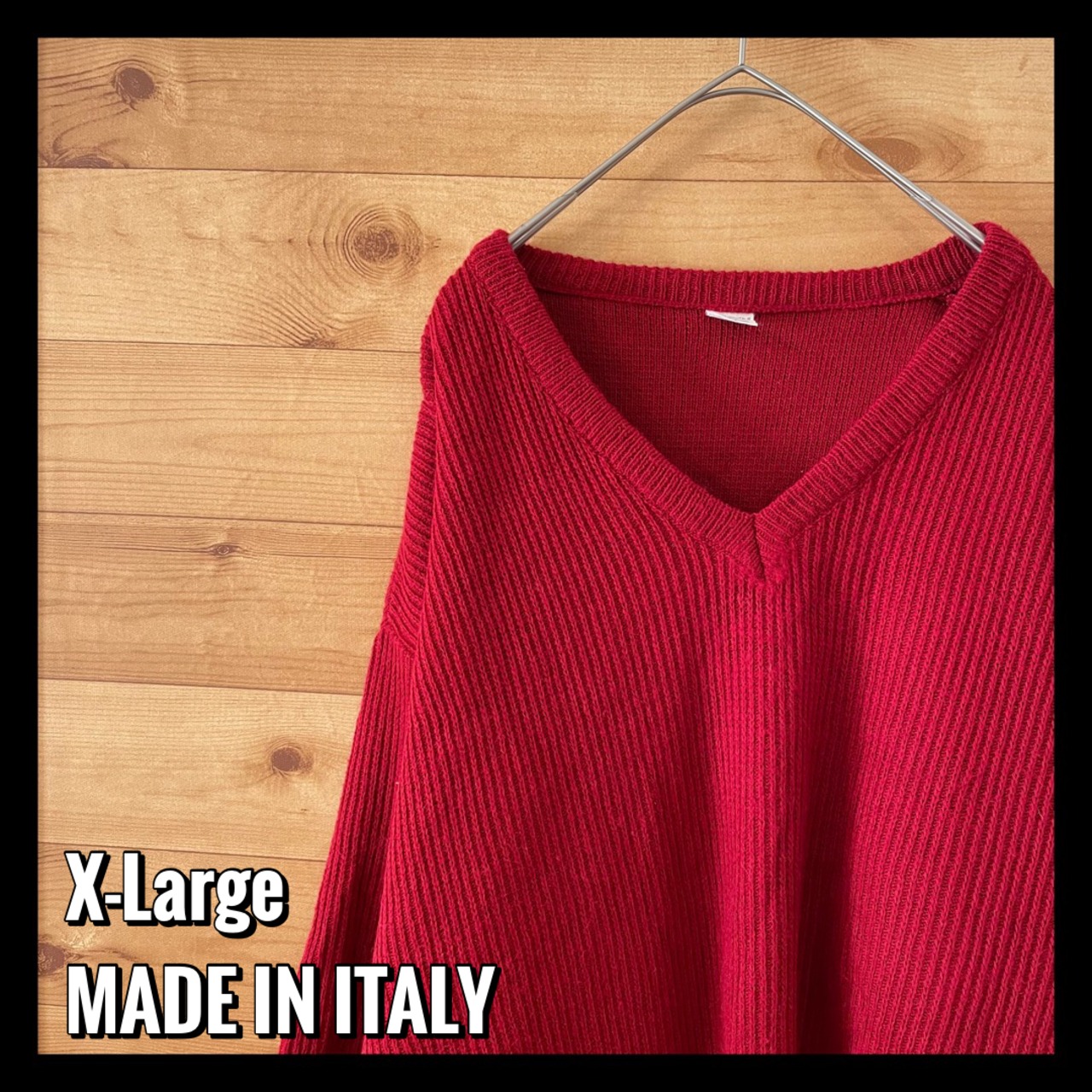 【EU古着】イタリア製 ニット セーター Vネック ウール アクリル X-Large ヨーロッパ古着