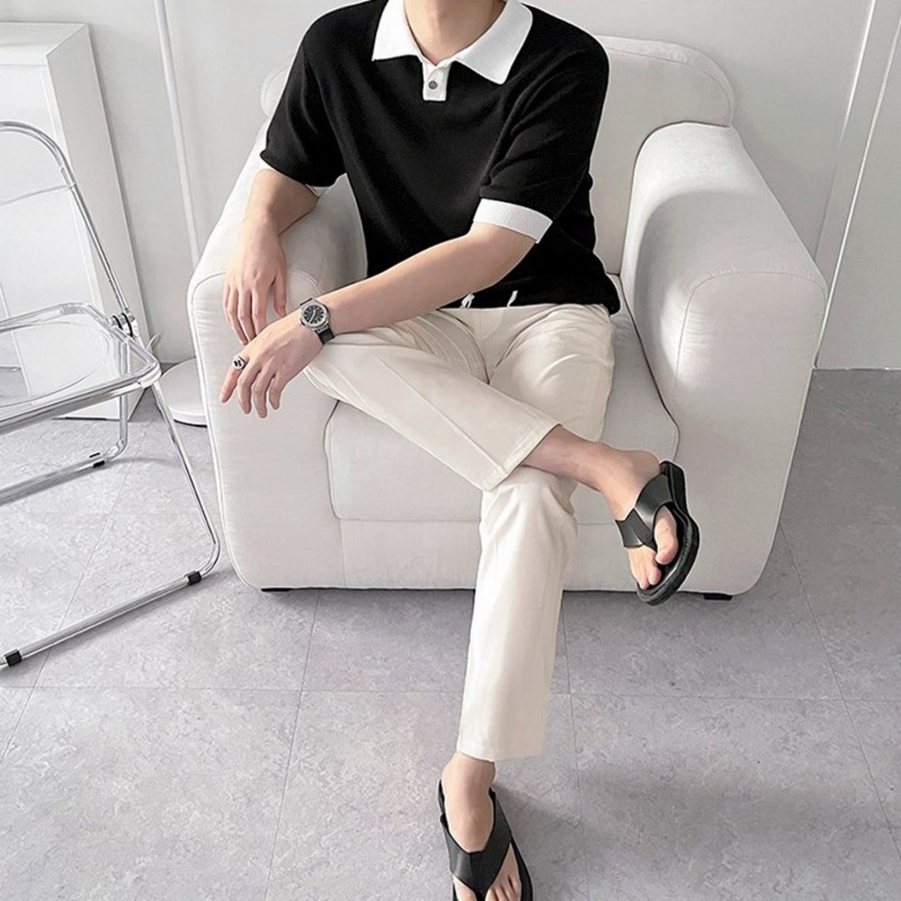 モノトーンバイカラーポロシャツ　MT0080223